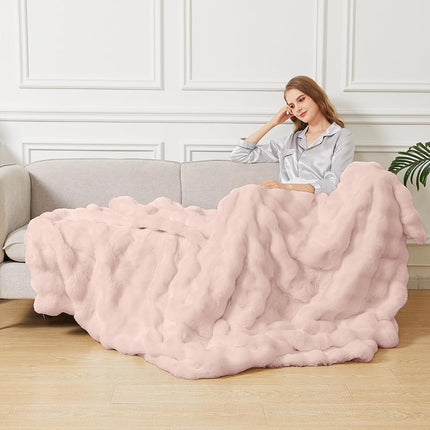 ORINOVA Pink Fluffy Blanket for Couch Living Room Faux Fur 50x60 Fuzzy Throw Blanket for Bed Soft Furry Bed Comforter Cozy Home Decor Gifts 860 GSM