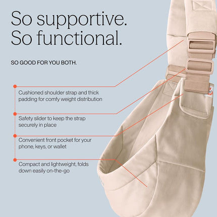 Ergobaby Upsie Hip Sling – Natural Beige Baby Carrier – Lightweight, Adjustable Sling for Toddlers – Breathable & Ergonomic Design