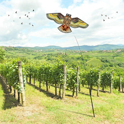 Flerigh Bird Scarer Kite with 13ft Pole Bird Hawk Flying Kite-Owl Kite