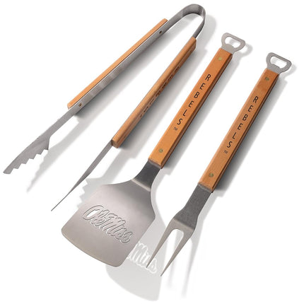 Sportula Products 7017235 Ole Miss Rebels Sportula Classic 3 Piece Barbecue Grill Tool Set, Silver