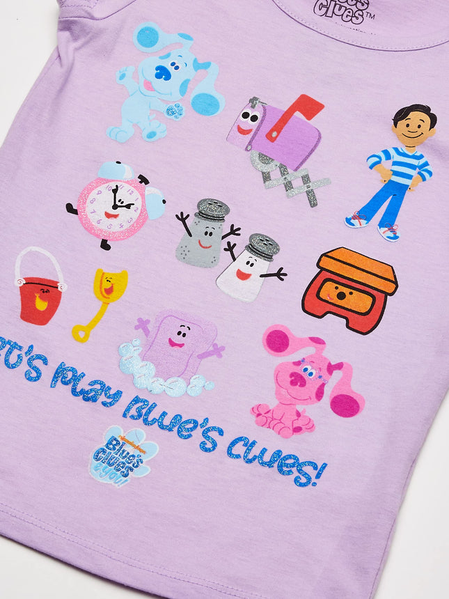 Nickelodeon girlsBlue's Clues & You Character Toddler Girl Short Sleeve Tee - Blue, Josh, Magenta Short Sleeve T-Shirt - Purple - 4 Years