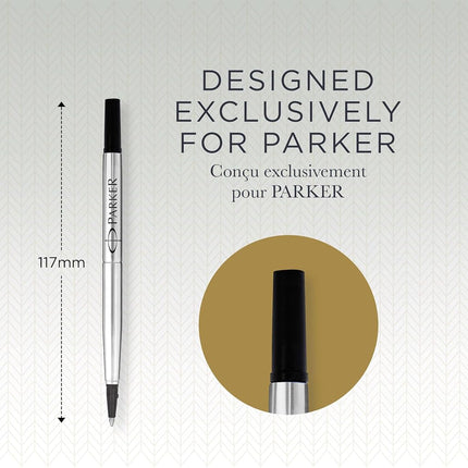 Parker Rollerball Pen Refills | Medium Point | Black QUINK Ink | 2 Count