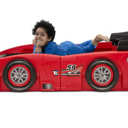 Delta Children Grand Prix Race Car Child and Double Bed, Plastic, Black, 94,49x45,34x21,47 inch (Pack of 1)