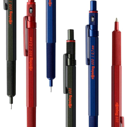 rOtring 600 Ballpoint Pen | Medium Point | Black Ink | Black Barrel with Non-Slip Knurled Grip | Refillable