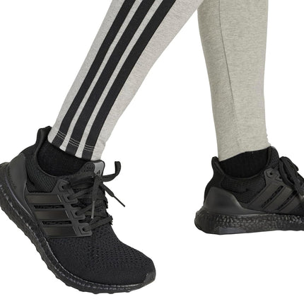 adidas Women's Essentials 3-Stripes Cotton Leggings, Medium Grey Mottled/Black, XL