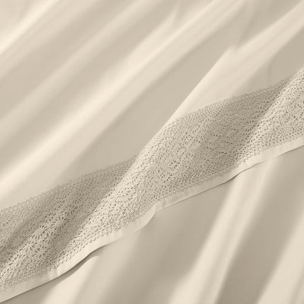 Modern Threads Pacific Coast Textiles 3 PIECE CROCHET LACE MICROFIBER SHEET SET LINEN TWIN, Microfibre