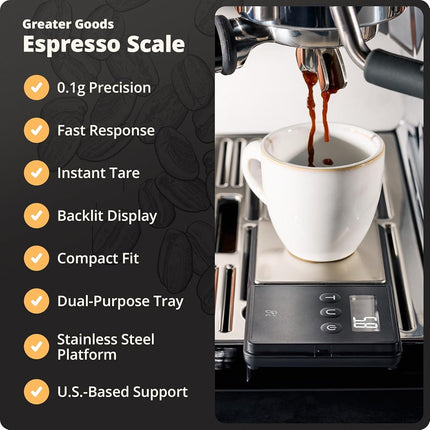 Báscula digital de bolsillo Greater Goods - Resolución de 750 x 0.1 gramos, báscula de laboratorio y para café espresso