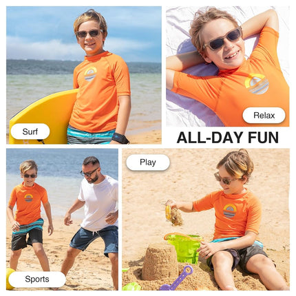 Kanu Surf Boys' Haywire UPF 50+ Sun Protective Rashguard Swim Shirt, Avalon Orange, 4T