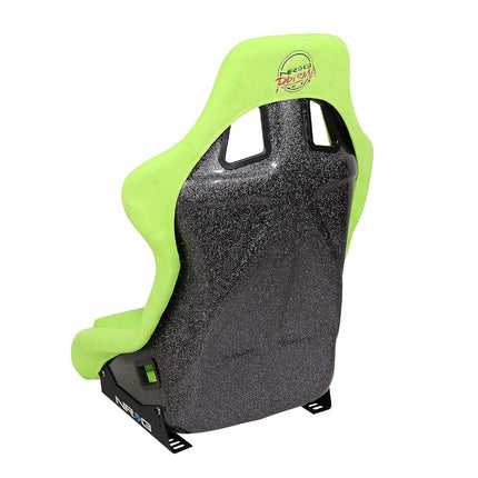 NRG Innovations NRG-FRP-302NG-PRISMA Universal Fixed Back Bucket Racing Seat for 6-Point Harnesses, Size L, Green Cover, 24" W X 36" H X 18" D