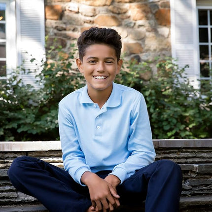 French Toast Boys' Relaxed Fit Twill Pant with Adjustable Waist, Navy, 7