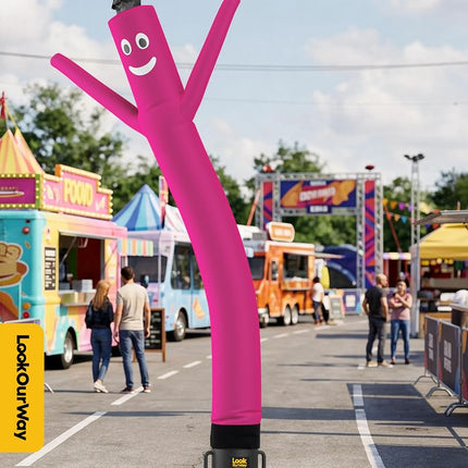 LookOurWay Air Dancers Inflatable Tube Man Attachment - 10 Feet Tall Wacky Waving Inflatable Dancing Tube Guy for Business Promotion - Blower Not Included - Pink