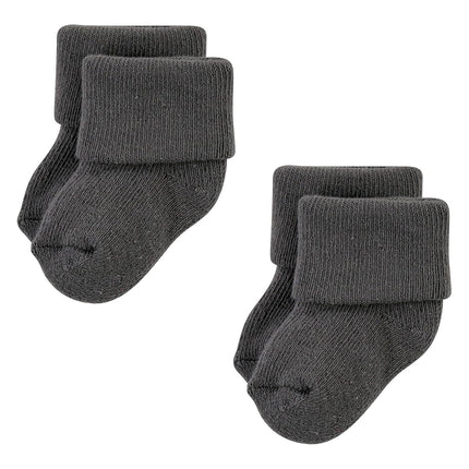 Hudson Baby Unisex Baby Cotton Rich Newborn and Terry Socks, Solid Gray White, 0-6 Months, Solid Gray White, 0-6 Months