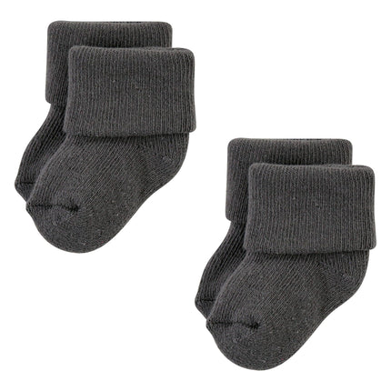 Hudson Baby Unisex Baby Cotton Rich Newborn and Terry Socks, Solid Gray White, 0-6 Months, Solid Gray White, 0-6 Months