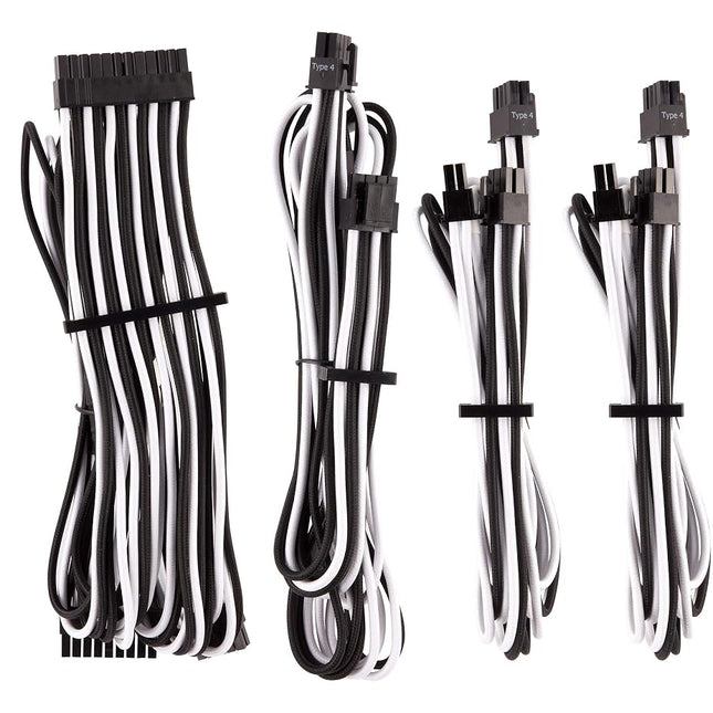 Corsair Premium Individually Sleeved PSU Cables Starter Kit Type 4 Gen 4 – White/Black