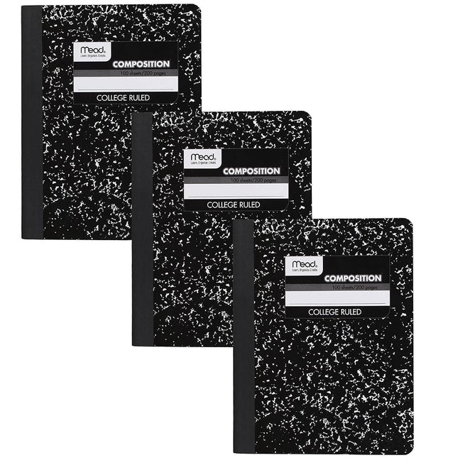 Mead Composition Notebooks, 3 Pack, College Ruled 