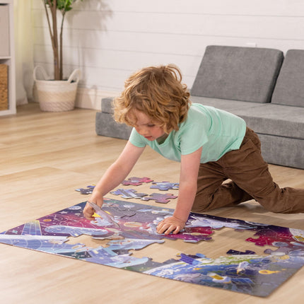 Melissa & Doug Space Glow-in-the-Dark Jigsaw Floor Puzzle – 48 Pieces, Puzzles for 3 year olds, Cardboard puzzle, Montessori toys, Problem solving, Gift for boy or girl - FSC Certified