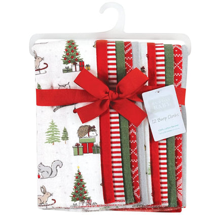 Lot de lingettes Hudson Baby en flanelle de coton unisexe pour bébé, Forêt de Noël, Taille unique