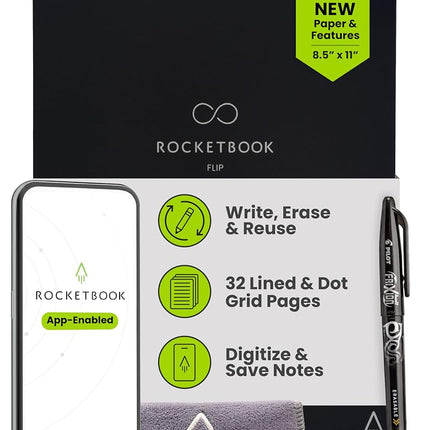 Rocketbook Flip Reusable Smart Notepad, Top Bound 