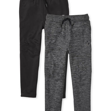 The Children's Place Boys' Athletic Performance Pants 2 Pack, Dark Gray/Heather Gray 2-Pack, Small