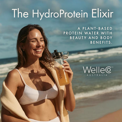 WelleCo The HydroProtein Elixir Plant‑Based Protein Powder, Vegan, Gluten‑Free, Electrolytes Hydration Powder Supplement, Naturally Sweetened, Blackcurrant & Pomegranate Flavor, 270g