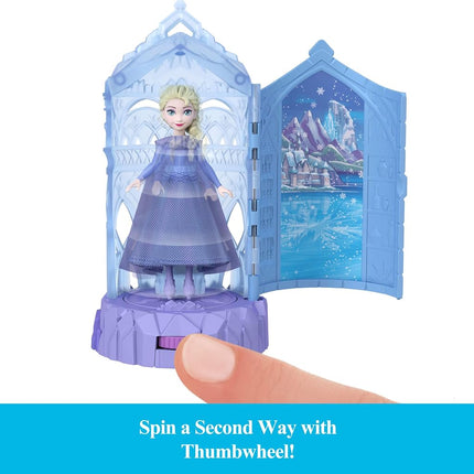 Mattel Disney Frozen Surprise Small Dolls & Mini Castle Playsets with Spinning Doll Reveal, Ice Castle Spin Surprise from Movies (Styles May Vary)
