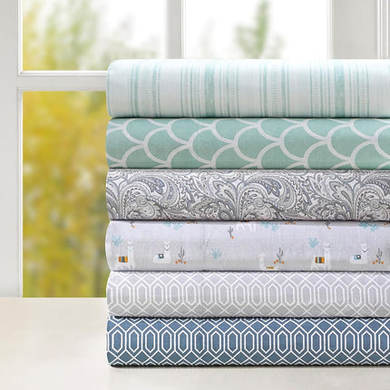 Comfort Spaces 100% Cotton Sheet Set Breathable, Lightweight, Soft with 14" Elastic Pocket Fits up to 16" Mattress, All Season Cozy Bedding, Matching Pillow Case, Cal King Scales 4 Piece