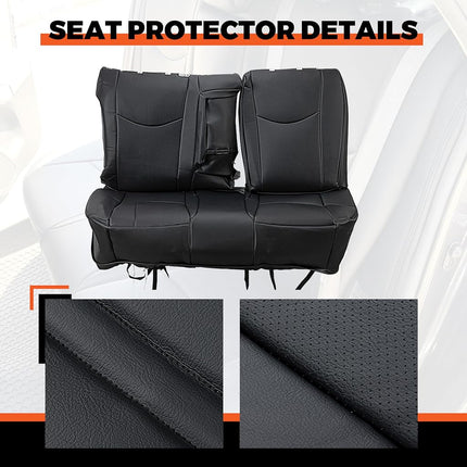 ECOTRIC Front & Rear Seat Covers Full Set Compatible with 2010-2015 Toyota Prius, Black Synthetic Leather Headrest B-Pillar Center Console Armrest Cover Replacement
