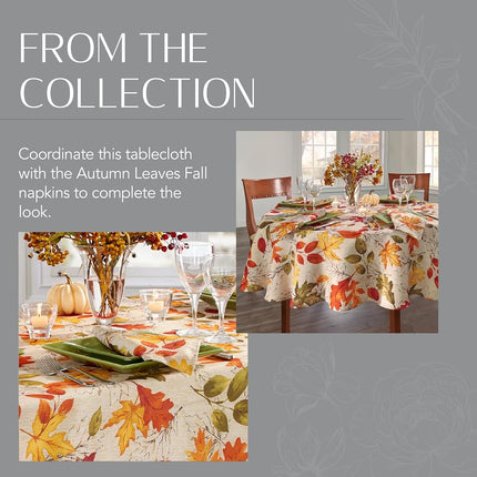 Elrene Printed Fabric Tablecloth for Fall/Harvest/Thanksgiving, Polyester, Autumn Leaves, 52"x70" Rectangle