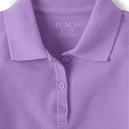 The Children's Place Lot de 3 polos piqués à manches courtes pour fille, rose aurore/rose scintillant/violet, très grand