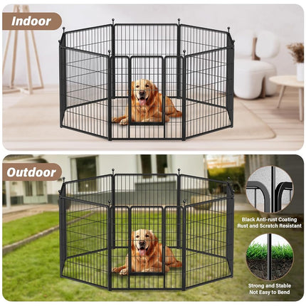 Parc pour Chien Simple Deluxe, Enclos 16 Panneaux de 81 cm de Haut avec Revêtement Antirouille, Parc Portable Pliable en Métal Robuste pour Chiens de Petite/Moyenne/Grande Taille, Camping-Car, Noir