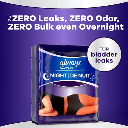 Always Discreet Adult Incontinence Overnight Underwear for Women, S/M, Up to 100% Bladder Leak Protection, 48 CT