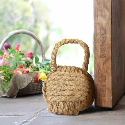 Creative Co-op Door Stop, Cotton, Natural, 6.25" Round