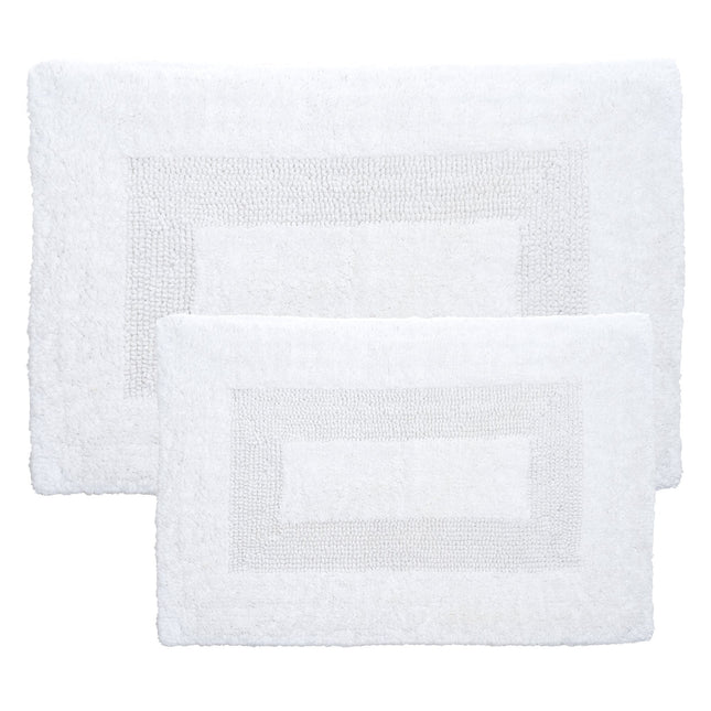 Bedford Home 100 Percent Cotton 2 Piece Reversible Rug Set - White