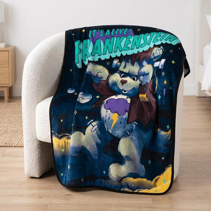 Franco Collectibles Care Bears X Monsters Frankenstein Bedding Super Soft Plush Throw, 46 in x 60 in, (Officially Licensed Product)