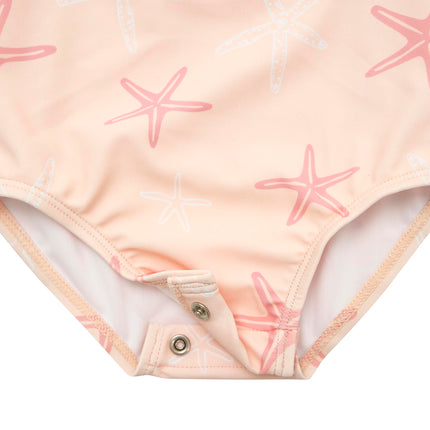 Gerber Girls' Toddler Long Sleeve One Piece Rashguard Swimsuit, Pink Starfish, 0-3 Months