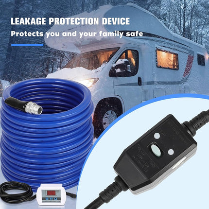 Heated Water Hose for RV, 50FT Electrically Heated Garden Hoses, -45 ℉ Freeze Protection Heated Water Hose, Smart Self-regulating External Thermostat Heated Hose for RV Home Garden Camper