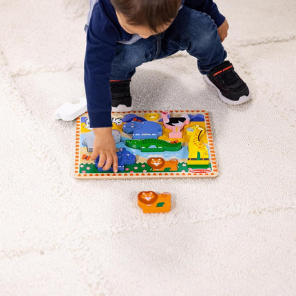 Melissa & Doug Safari Wooden Chunky Puzzle With Wild Animal Theme (8 Pcs) Wooden Puzzles For Toddlers Ages 3+ - FSC Certified