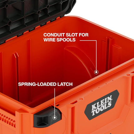 Klein Tools 54100MBX MODbox Rolling Tool Box, Heavy Duty Portable Tool Organizer with Side Mounting, 10-Inch Rubber Wheels, Removable Handle, Deep Stackable Set