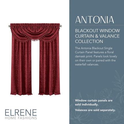 Elrene Home Fashions 20860ELR Antonia Blackout Rod Pocket/Back Tab Window Curtain Panel,Rouge,52" X 84