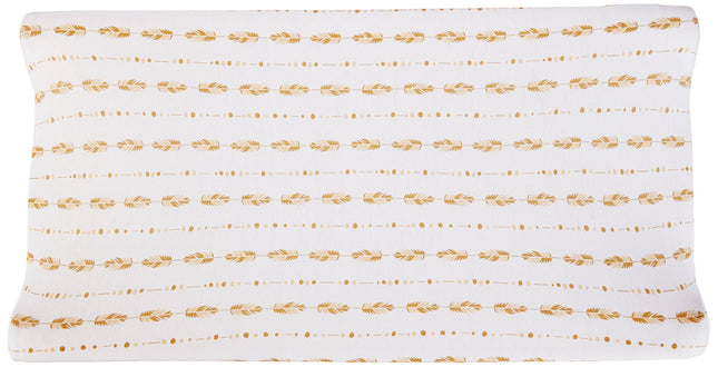 American Baby Company 2 Pack Printed 100% Cotton Knit Fitted Contoured Changing Table Pad Cover - Compatible with Mika Micky Bassinet, Taupe Feathers and Triangles, for Boys and Girls