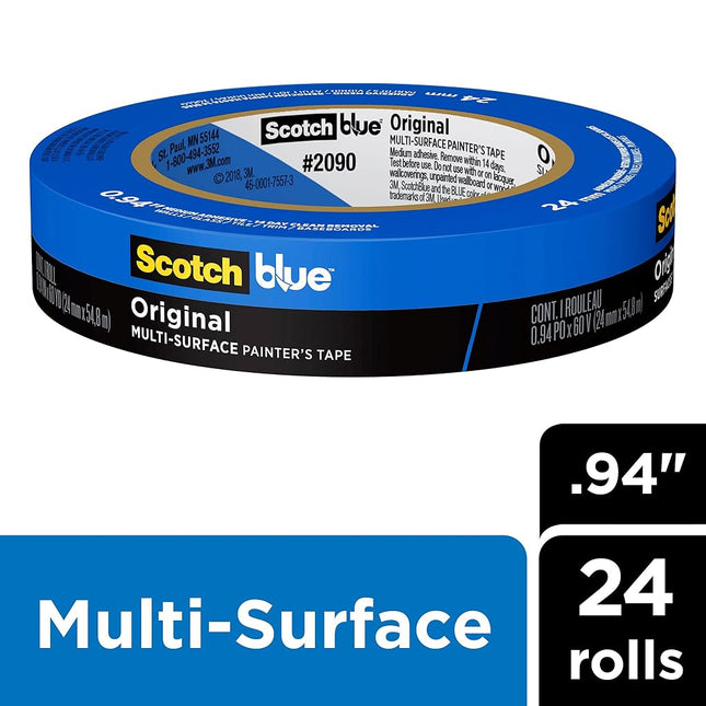 ScotchBlue 2090-24EC Original Multi-Surface, 0.94 in x 60 yd, 24 Rolls Painter's Tape, Blue