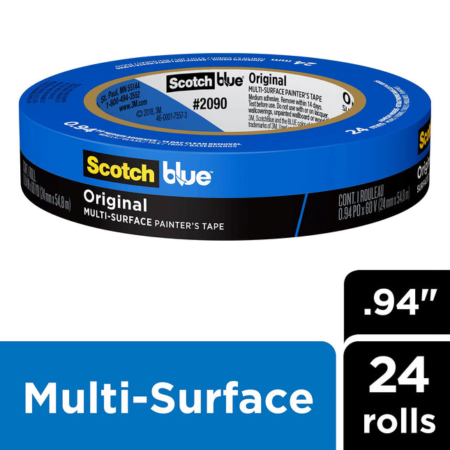 ScotchBlue 2090-24EC Original Multi-Surface, 0.94 in x 60 yd, 24 Rolls Painter's Tape, Blue