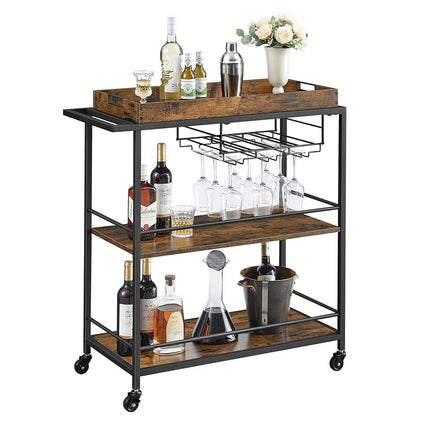 VASAGLE Kitchen Serving Cart with Removable Tray, 
