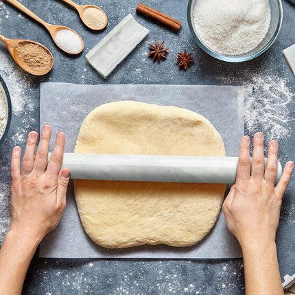 HESHIBI Marble Rolling Pin with Stand, 15.7" White Stone, Non Stick