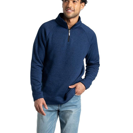 Jersey polar con cremallera de cuarto Fruit of the Loom para hombre, brezo azul marino, XL