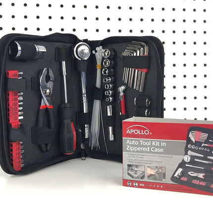 Apollo Tools DT9775 56 Piece Metric Auto Tool Kit in Compact Zippered Case with Most Useful Mechanics Tools