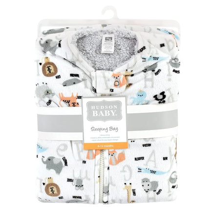 Hudson Baby Unisexo Bebé Mink con Sherpa Interior Saco de Dormir, Saco, Manta, Animales del Alfabeto, 18-24 Meses