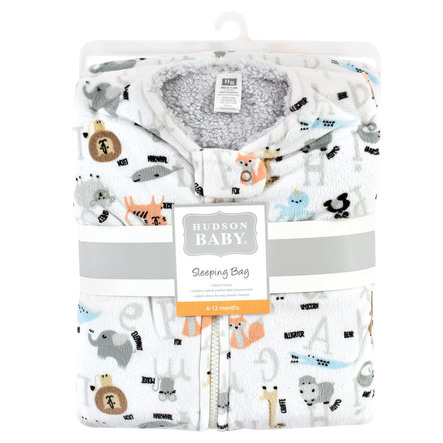 Hudson Baby Unisexo Bebé Mink con Sherpa Interior Saco de Dormir, Saco, Manta, Animales del Alfabeto, 18-24 Meses