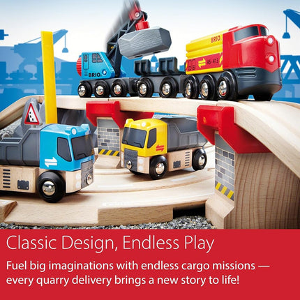 BRIO World Rail and Road Loading Train Set for Kids Age 3 Years Up - Wooden Railway Accessories and Add Ons