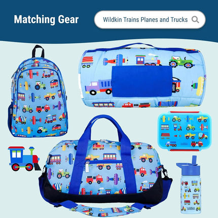 Wildkin Kids ECO rPET Insulated Lunch Box – Keeps Food Hot or Cold, Easy-Clean Lining, Mesh Pockets & BPA-Free – Boys & Girls, Ideal for School, Travel & Daycare – Trains, Planes & Trucks